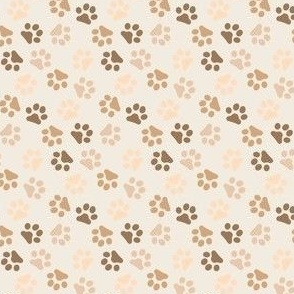 Dog Paws Brown Beige Small Print