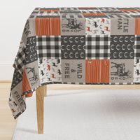 Little Man/Wild & Free with plaid - woodland patchwork - C1