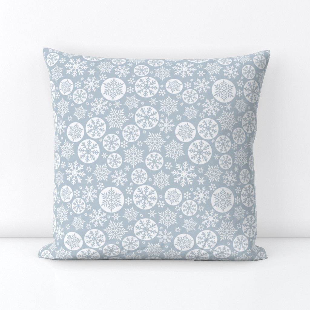 Magical snowflakes 8 // light blue grey background white snowflakes