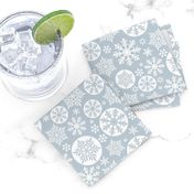 Magical snowflakes 8 // light blue grey background white snowflakes