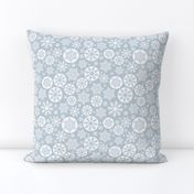 Magical snowflakes 8 // light blue grey background white snowflakes