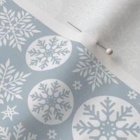 Magical snowflakes 8 // light blue grey background white snowflakes