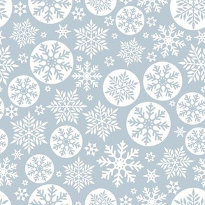 Magical snowflakes 8 // light blue grey background white snowflakes