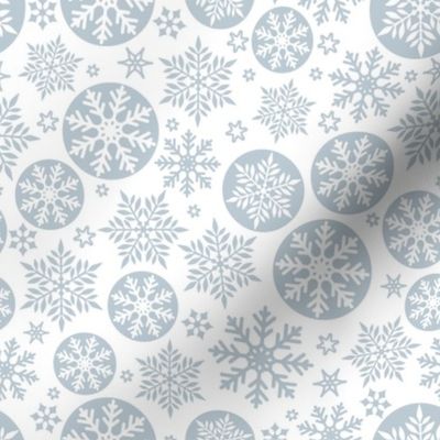 Magical snowflakes 9 // white background light blue grey snowflakes