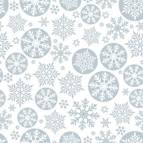Magical snowflakes 9 // white background light blue grey snowflakes