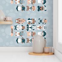 2024 Calendar Doggie Coffee and Tea Time 2 // light blue grey background