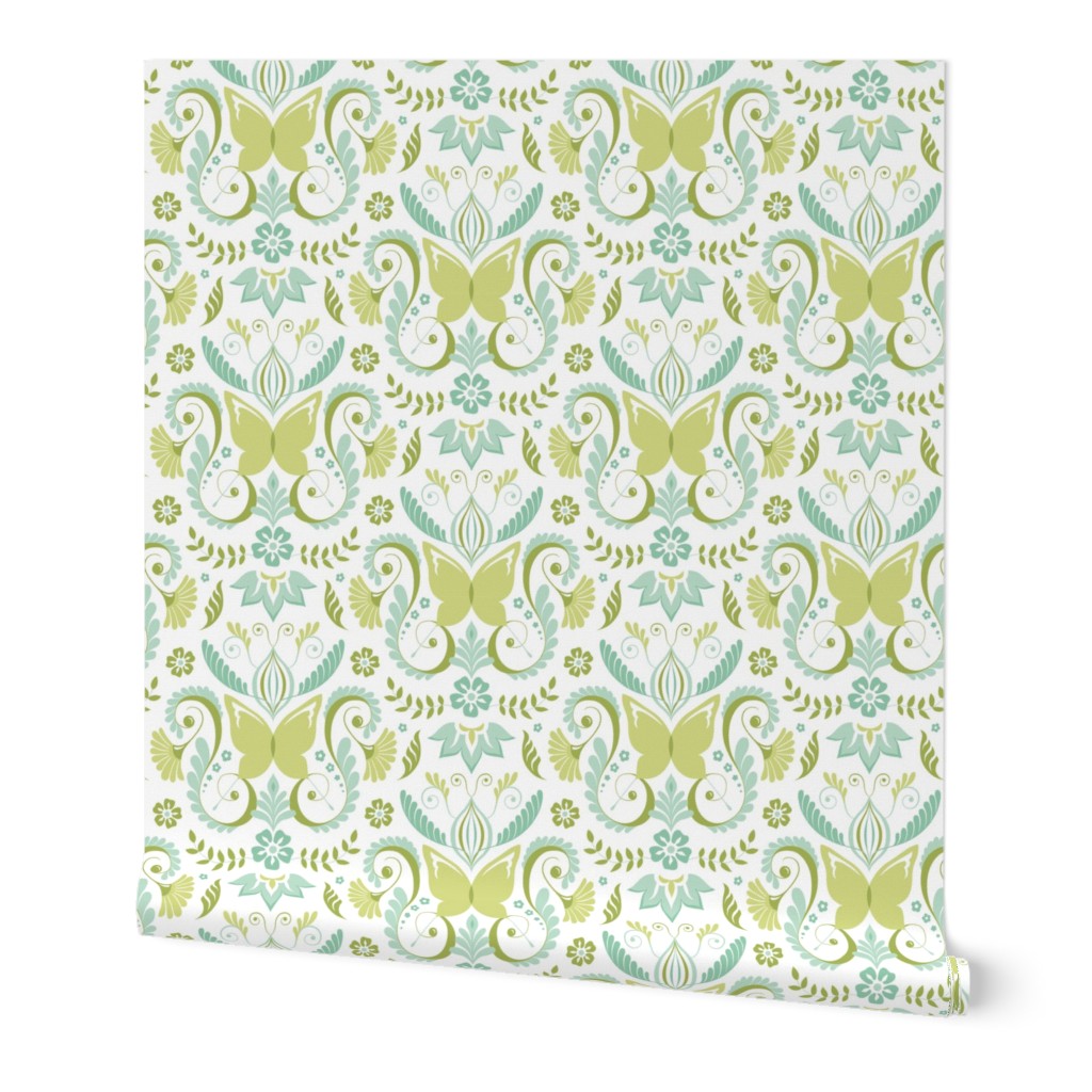 Butterfly Damask - Aqua