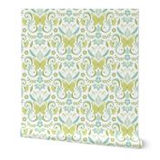 Butterfly Damask - Aqua