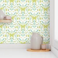 Butterfly Damask - Aqua