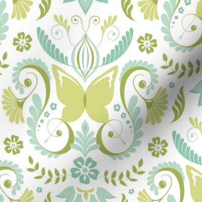 Butterfly Damask - Aqua