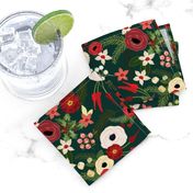 Vintage Christmas Floral Hunter Green