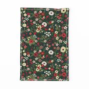 Vintage Christmas Floral Hunter Green