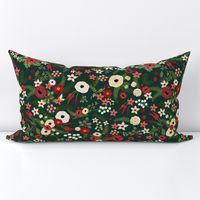 Vintage Christmas Floral Hunter Green