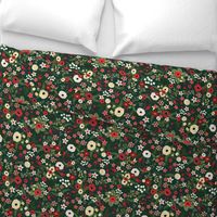 Vintage Christmas Floral Hunter Green