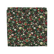 Vintage Christmas Floral Hunter Green