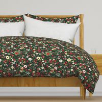 Vintage Christmas Floral Hunter Green