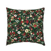 Vintage Christmas Floral Hunter Green