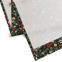 Vintage Christmas Floral Hunter Green