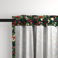 Vintage Christmas Floral Hunter Green