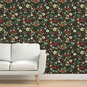 Vintage Christmas Floral Hunter Green