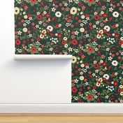 Vintage Christmas Floral Hunter Green