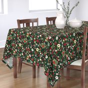 Vintage Christmas Floral Hunter Green