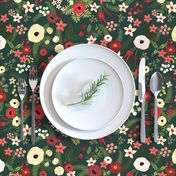 Vintage Christmas Floral Hunter Green