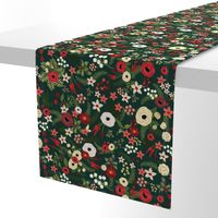 Vintage Christmas Floral Hunter Green