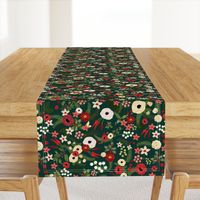 Vintage Christmas Floral Hunter Green