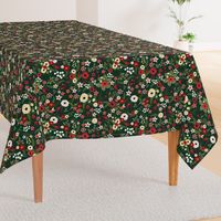 Vintage Christmas Floral Hunter Green