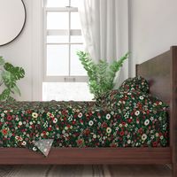 Vintage Christmas Floral Hunter Green