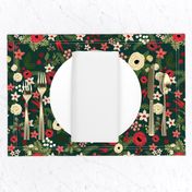 Vintage Christmas Floral Hunter Green