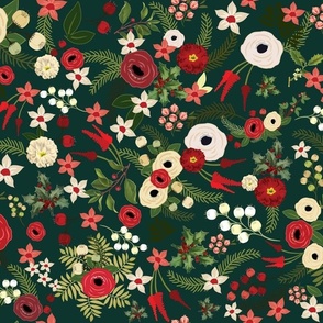 Christmas Floral Fabric, Wallpaper and Home Decor