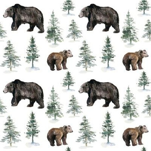 Watercolor Mountain Bear Fabric By Laurawrightstudio Bears Watercolor Fabric Woodland Animal Cotton Fabric by the Yard with Spoonflower