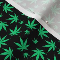 Marijuana Leaf on Black - Extra Small