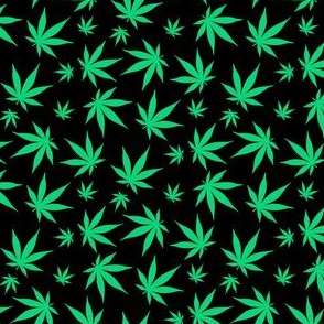 Marijuana Leaf on Black - Extra Small