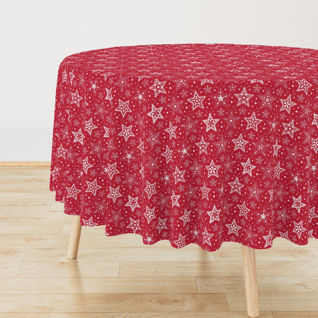 Patterned Christmas Stars red & white - smaller scale