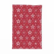 Patterned Christmas Stars red & white - smaller scale