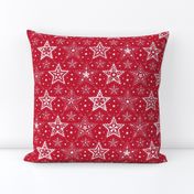 Patterned Christmas Stars red & white - smaller scale