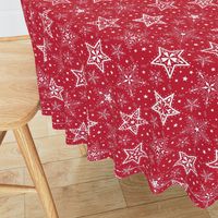 Patterned Christmas Stars red & white - smaller scale