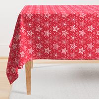 Patterned Christmas Stars red & white - smaller scale