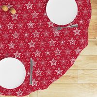 Patterned Christmas Stars red & white - smaller scale