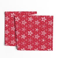 Patterned Christmas Stars red & white - smaller scale