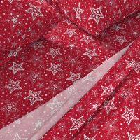 Patterned Christmas Stars red & white - smaller scale
