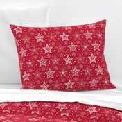 Patterned Christmas Stars red & white - smaller scale