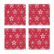 Patterned Christmas Stars red & white - smaller scale