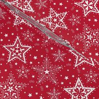 Patterned Christmas Stars red & white - smaller scale