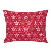 Patterned Christmas Stars red & white - smaller scale