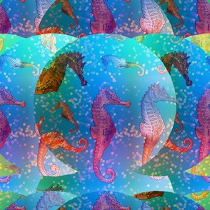 crazy imaginary planet 94 seahorses summer turquoise blue ocean  PSMGE