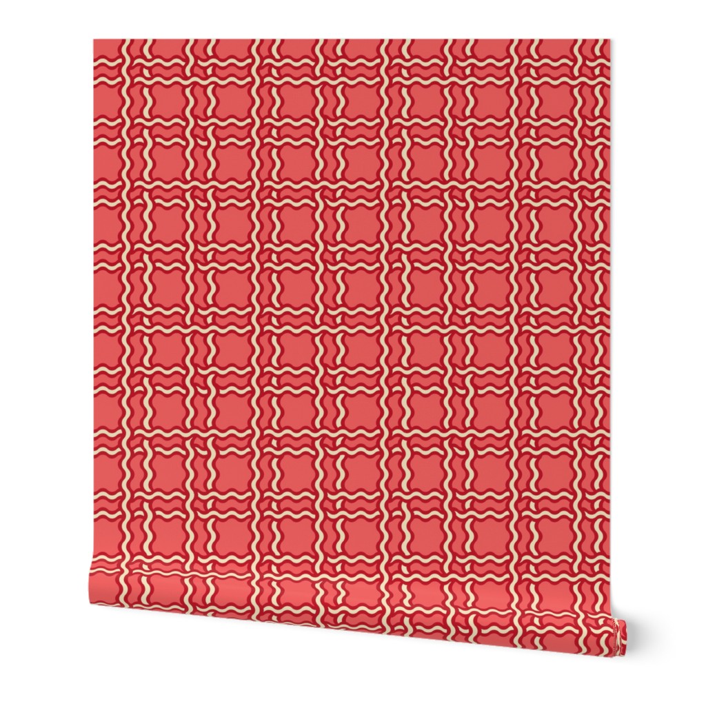 squiggle plaid 2 - melon red